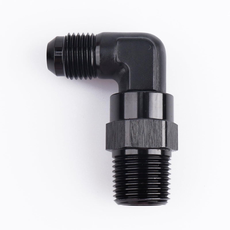 AC PERFORMANCE -6 AN Male Flare to 3/8" NPT 90 Degree Swivel Adapter Fitting, Black Aluminum - Image 4